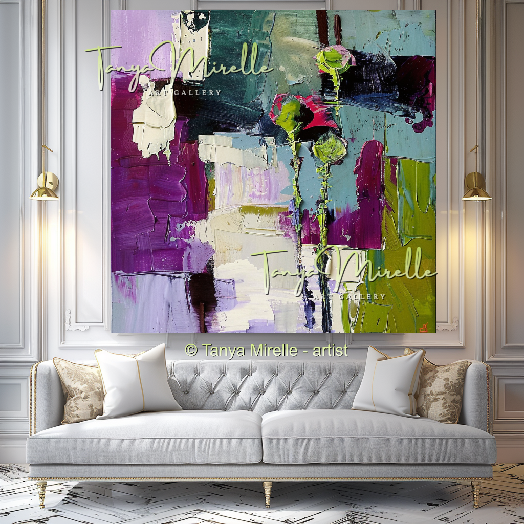 Abstract Floral Canvas - Modern Flower Wall Art #154