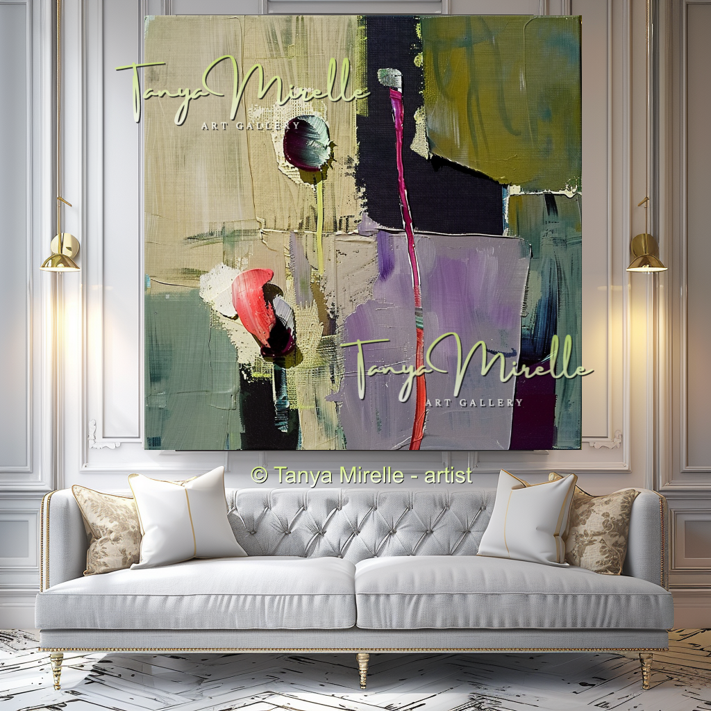 Abstract Green Canvas - Modern Floral Wall Art #155