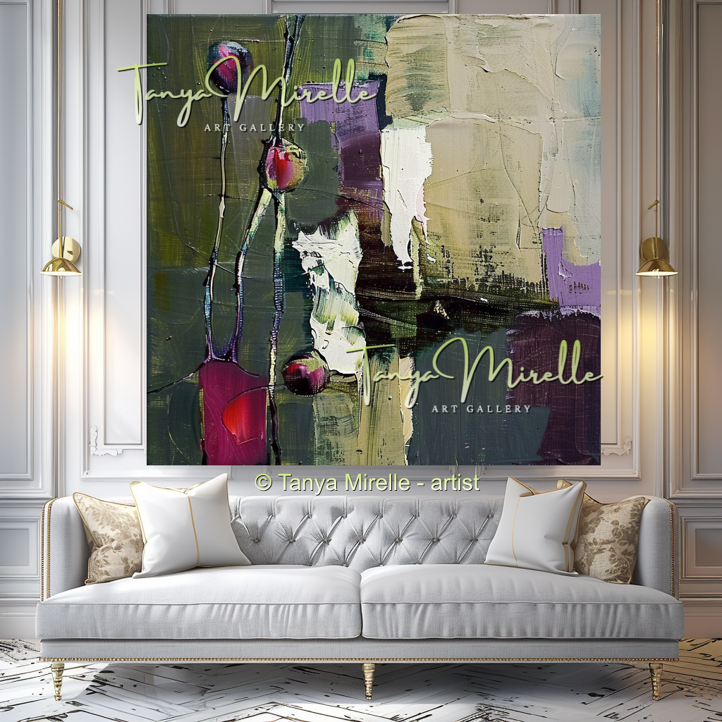 Abstract Green Canvas - Modern Floral Wall Art #155