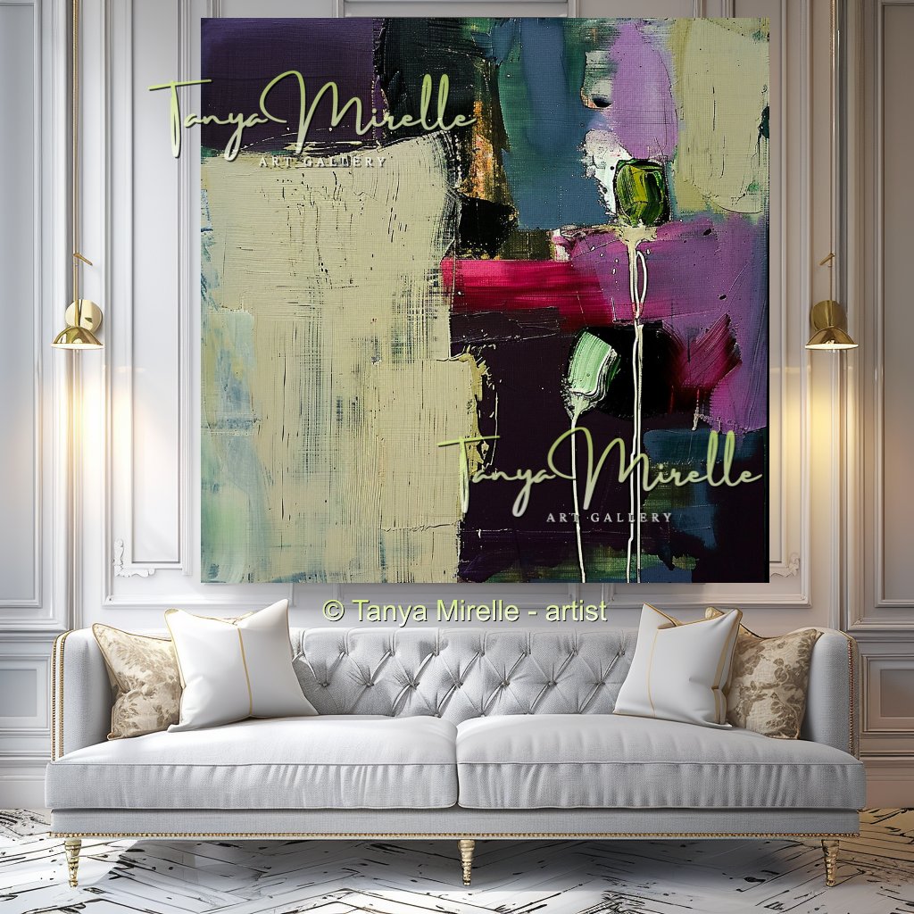 Abstract Green Canvas - Modern Floral Wall Art #155
