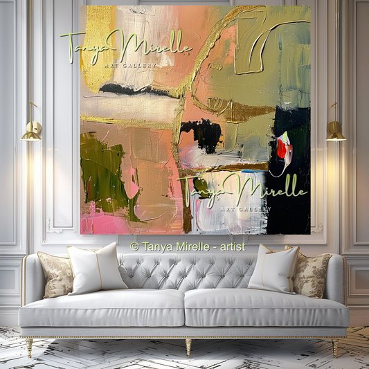 Colorful Beige Abstract Modern Wall Art #156