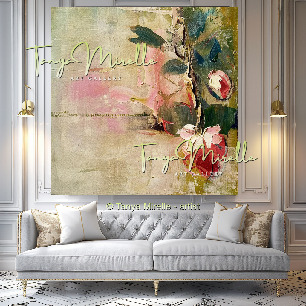 Romantic Floral Impasto Oil Painting on Canvas #326