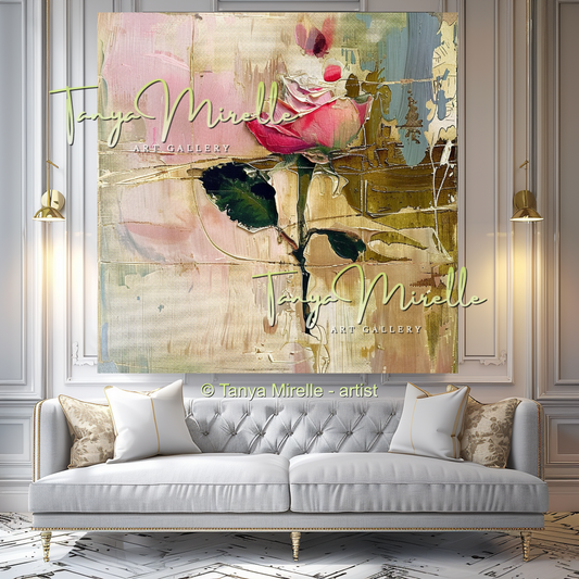 Romantic Floral Impasto Oil Painting on Canvas #326