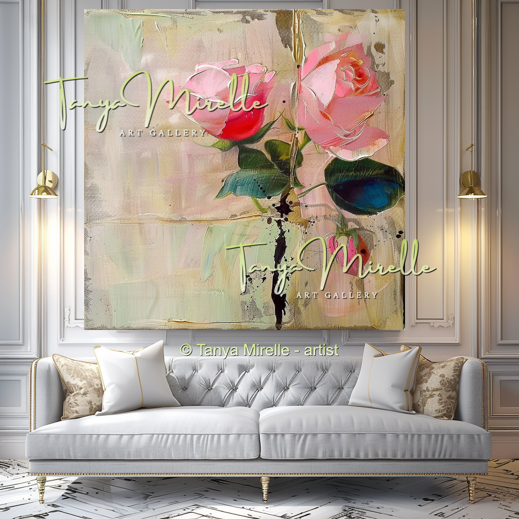 Vibrant Flower Bouquet Oil Painting for Bedroom or Hotel #329