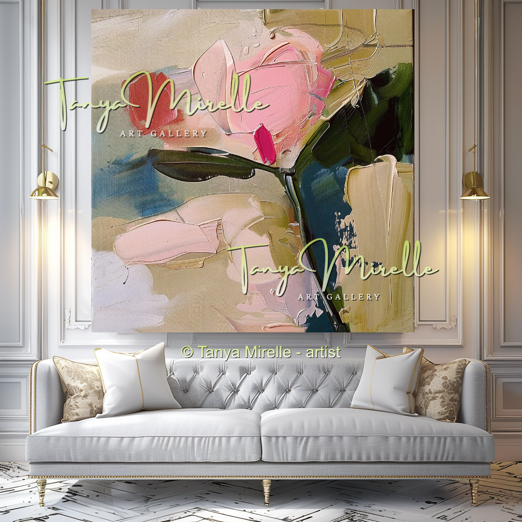 Vibrant Flower Bouquet Oil Painting for Bedroom or Hotel #329