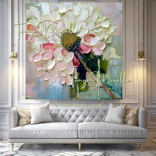 Peony Impasto Oil Painting for Living Room or Office #333