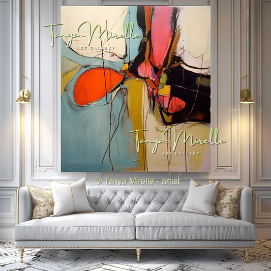 Green Beige Modern Abstract Impasto Painting #142