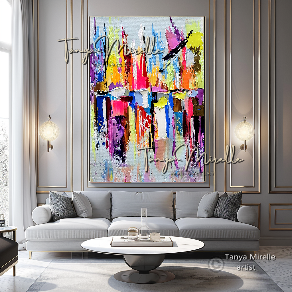 Vibrant Abstract Impasto Painting - Colorful Modern Wall Art #129