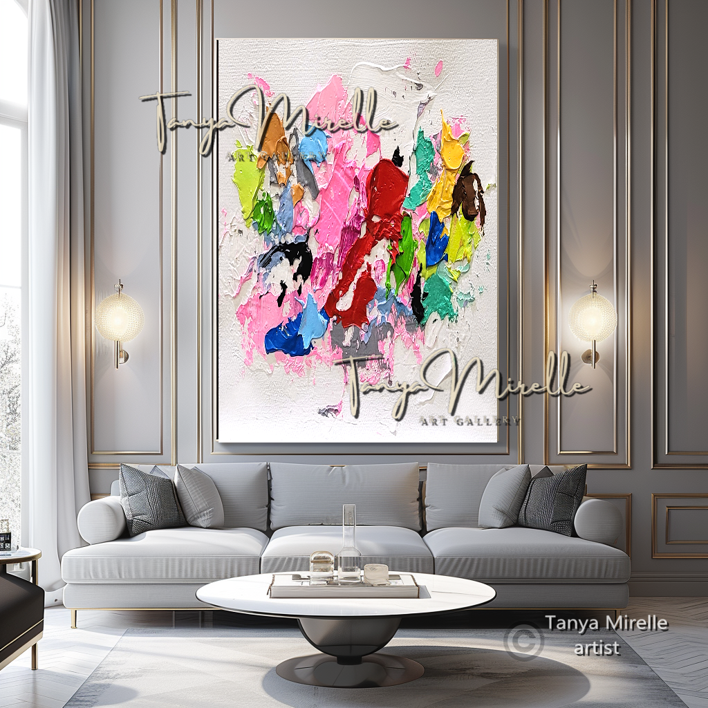 Vibrant Pink Abstract Impasto Painting - Colorful Modern Wall Art #137