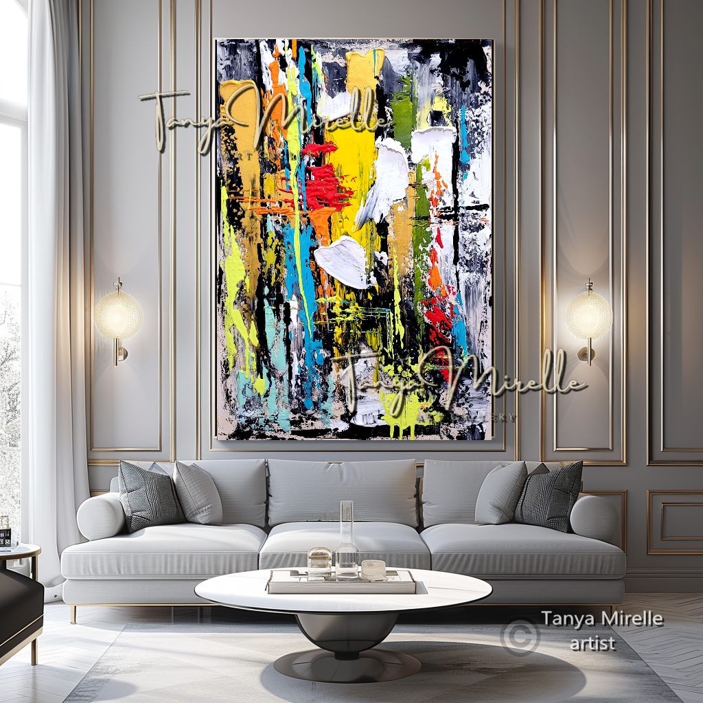 Colorful Abstract Painting on Canvas - Modern Textured Wall Art #117