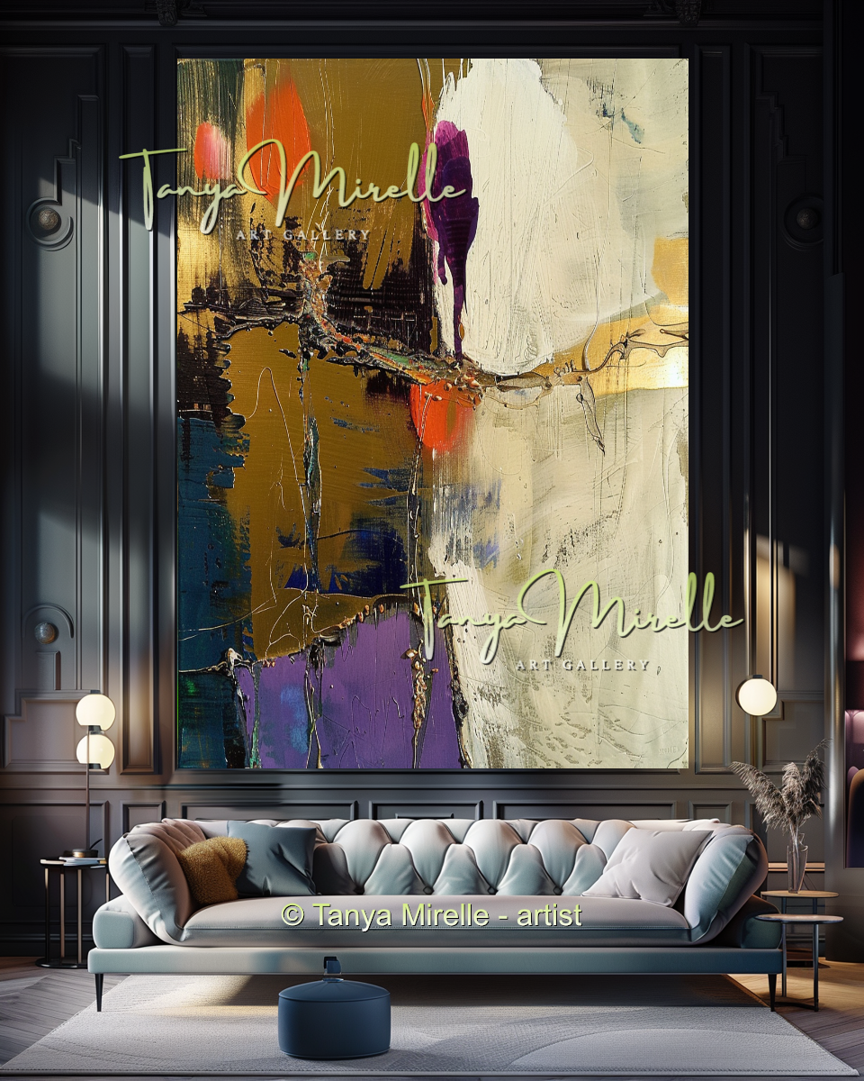 Green Gold Impasto Abstract Art - Modern Wall Art #191