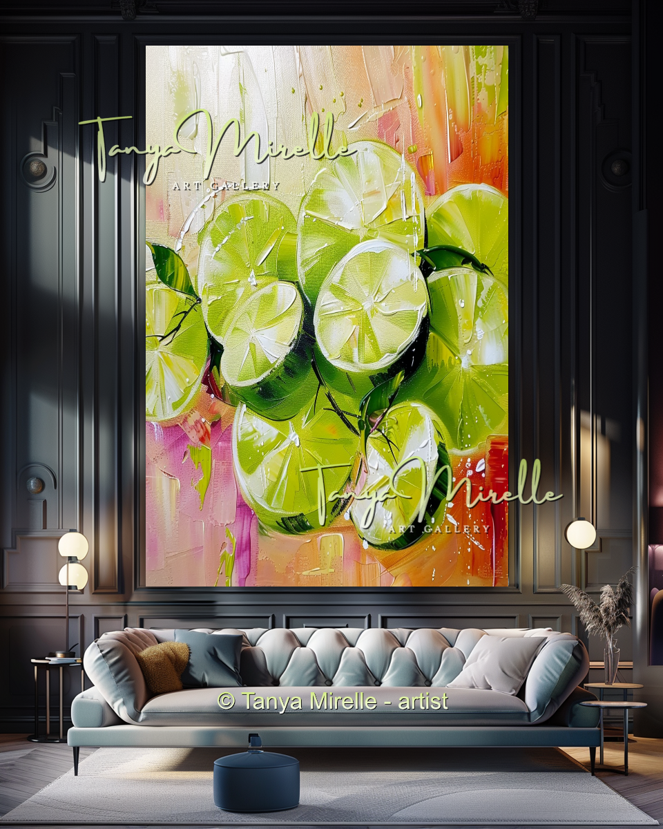 Citron Abstract Oil Painting Canvas, Kitchen Wall Decor #276