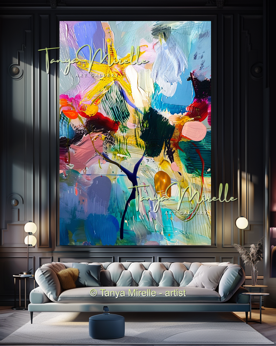 Starfish Underwater Impasto Abstract Art - Modern Wall Art #192