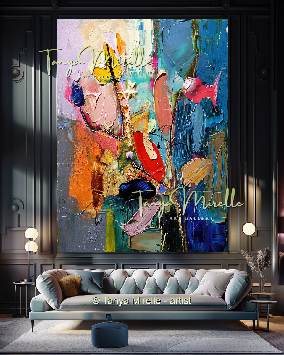 Caribbean Underwater Abstract Painting - Modern Wall Art #193