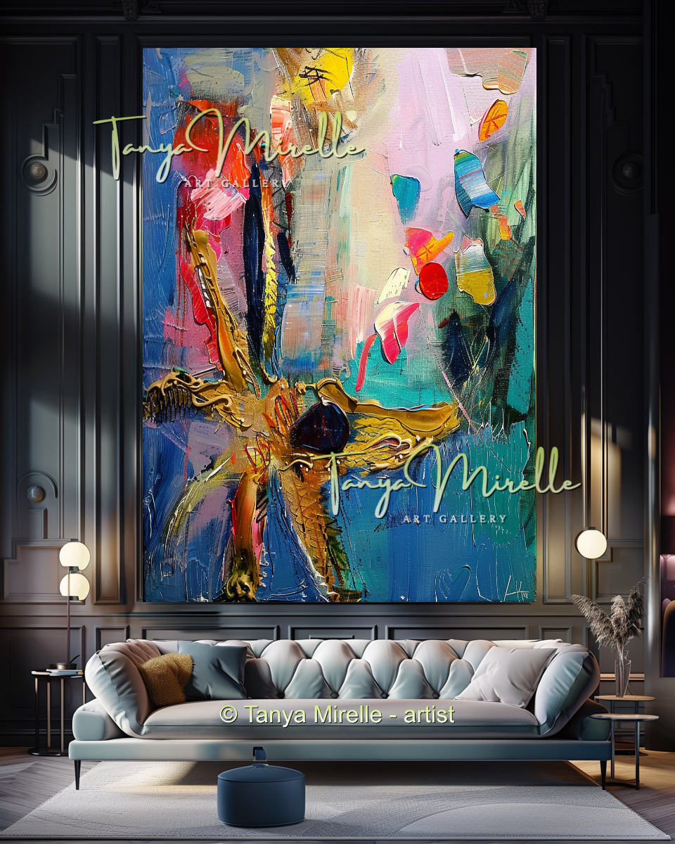 Caribbean Underwater Abstract Painting - Modern Wall Art #193