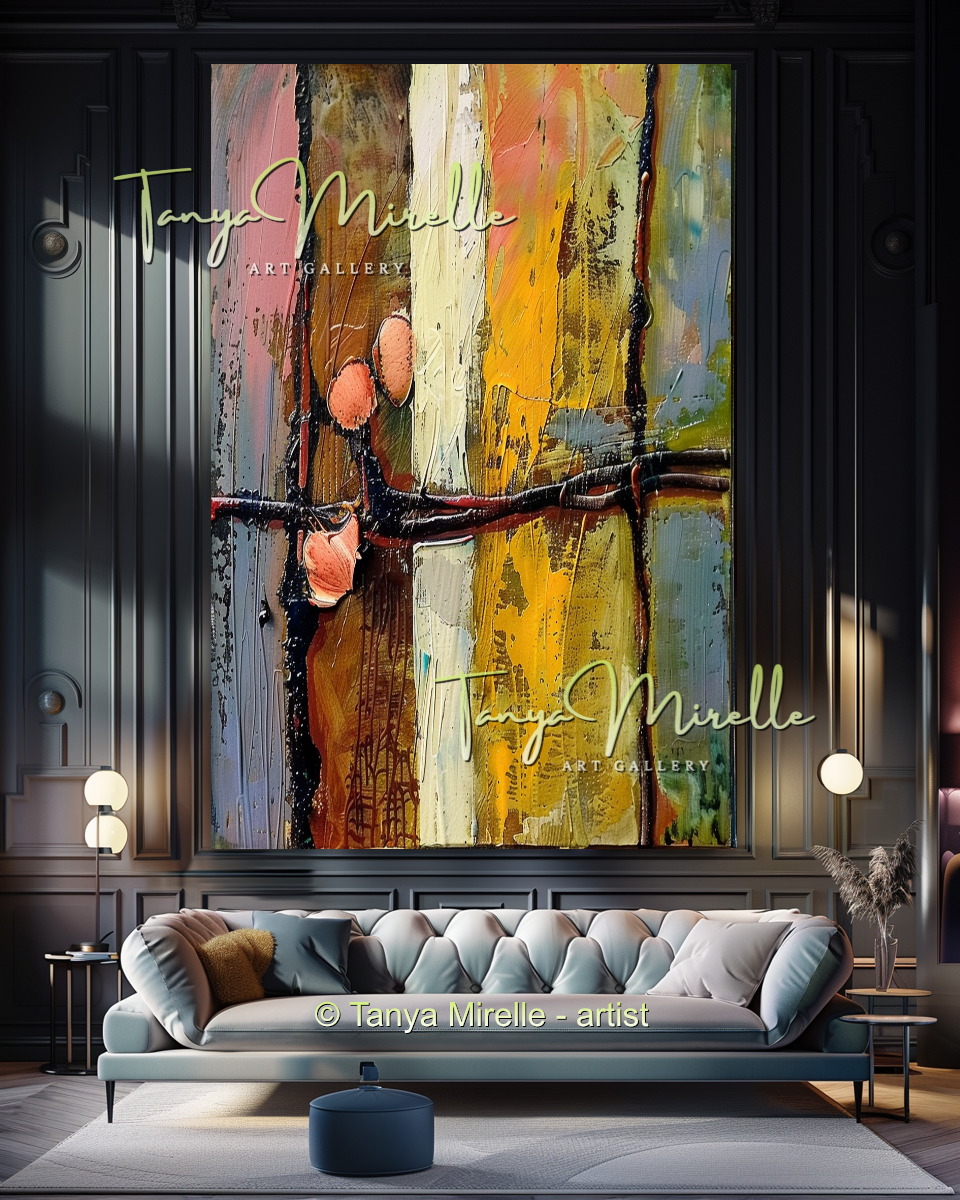 Earth Tone Abstract Oil Painting for Living Room Decor #279
