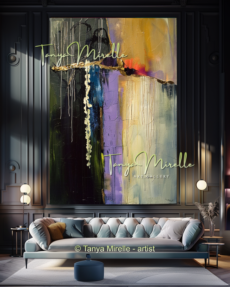 Wisteria Abstract Painting - Modern Floral Wall Art #171