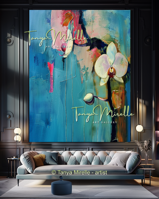 Abstract Orchid Painting - Modern Floral Wall Art #174