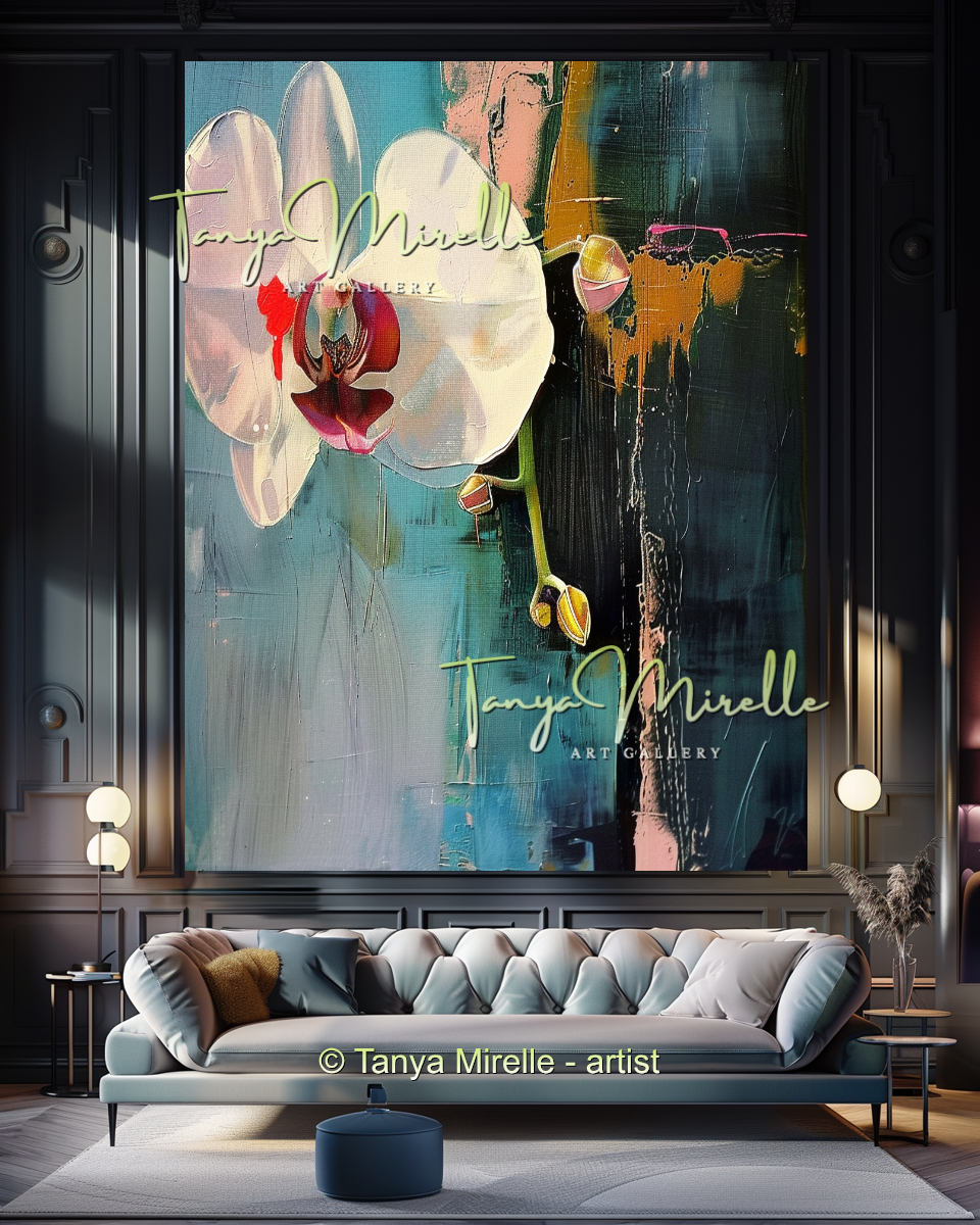 Abstract Orchid Painting - Modern Floral Wall Art #174