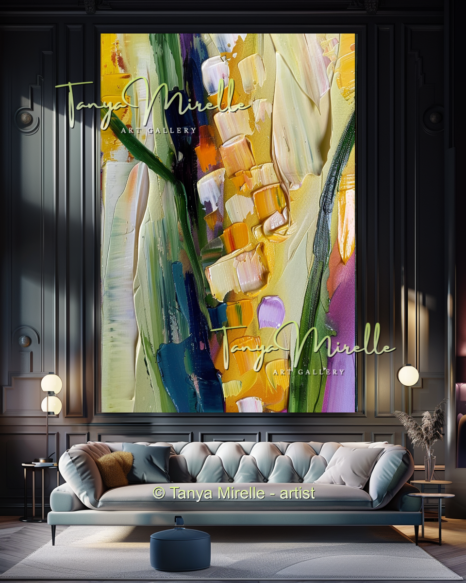 Popcorn Abstract Oil Painting on Canvas #282