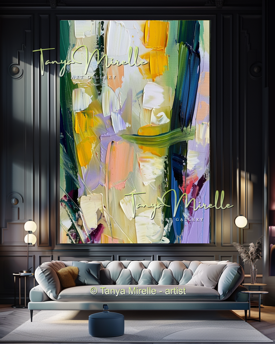 Popcorn Abstract Oil Painting on Canvas #282
