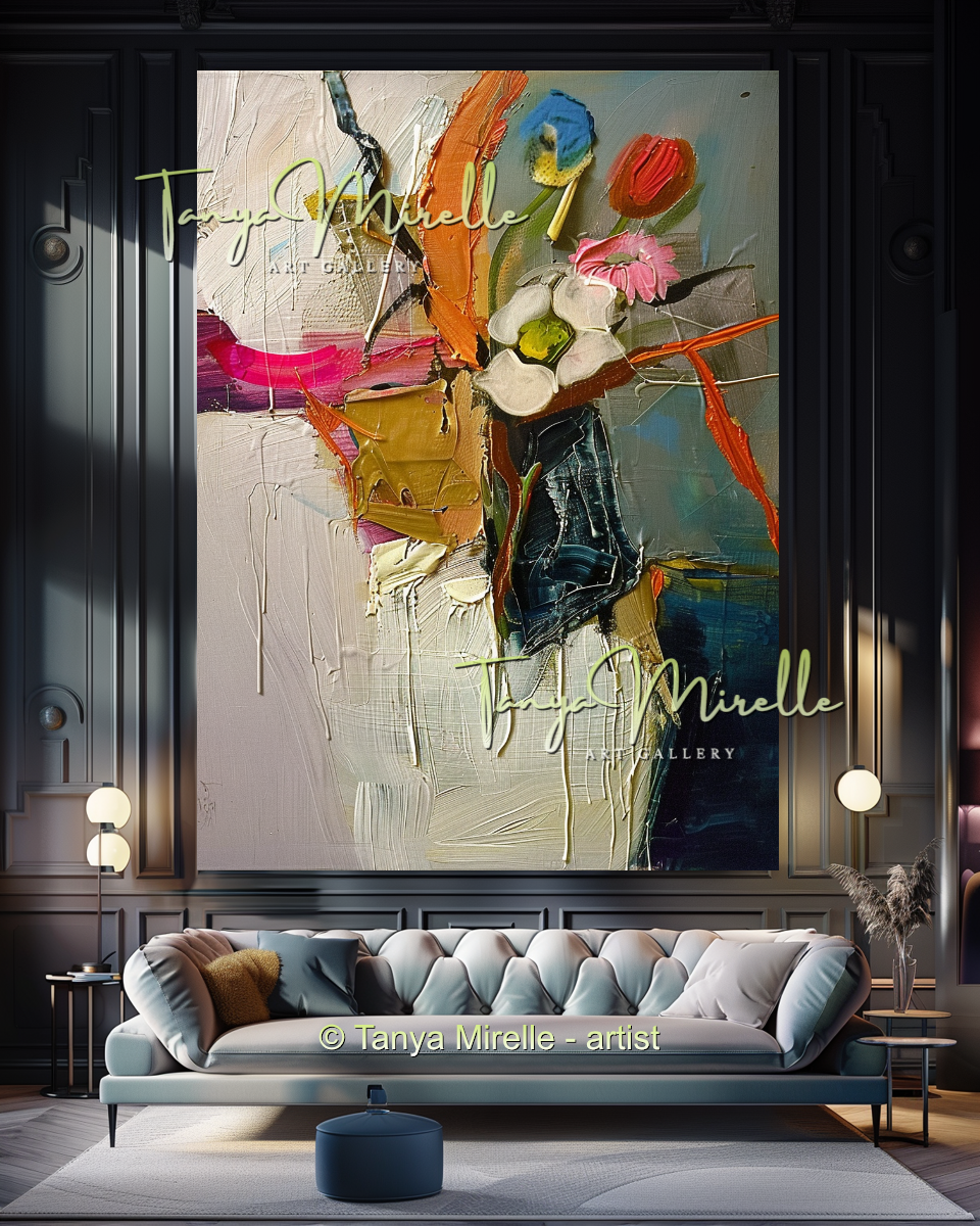 Luxury Floral Abstract Oil Painting - Modern Wall Art #197