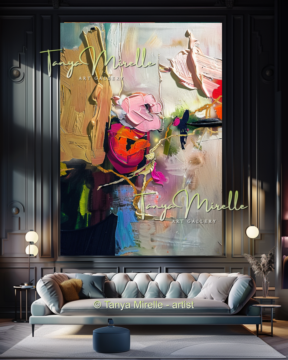 Luxury Floral Abstract Oil Painting - Modern Wall Art #197