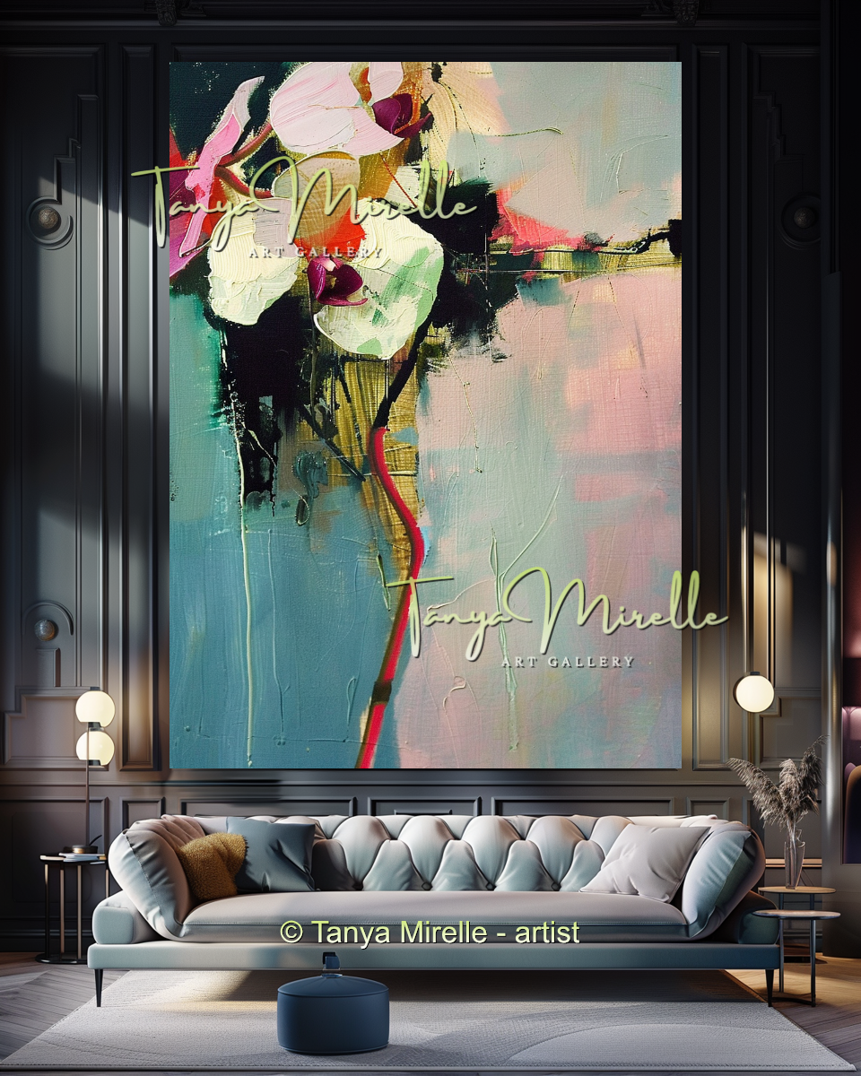 Abstract Orchid Painting - Modern Floral Wall Art #175