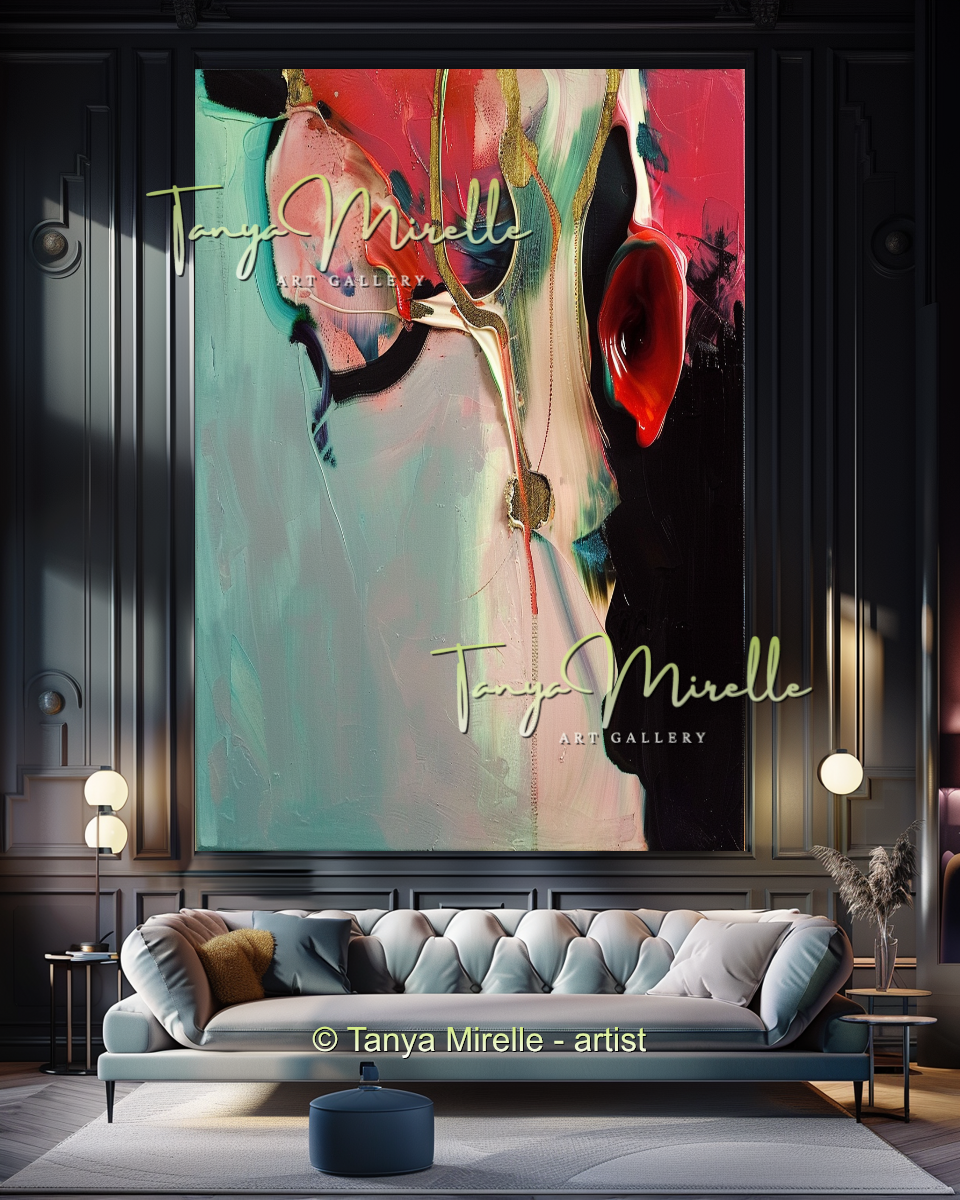 Green Red Abstract Painting - Large Modern Wall Art #178