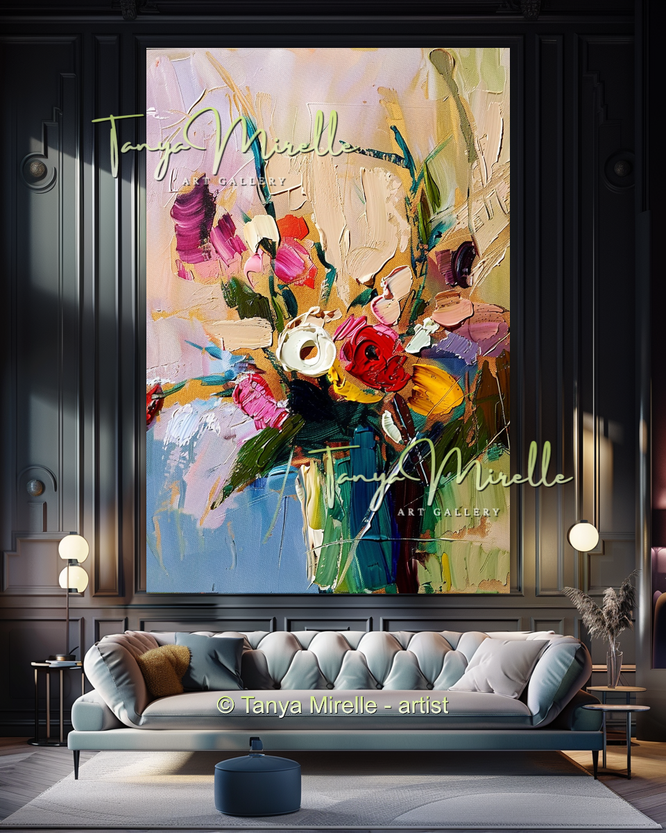 Bold Flower Impasto Painting – Abstract Oil Artwork #200