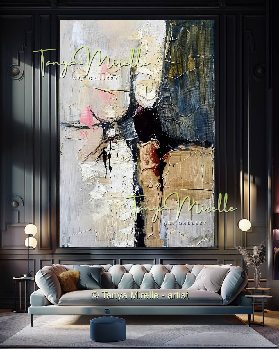 Abstract Canvas Art with Gray and Black Accents #287