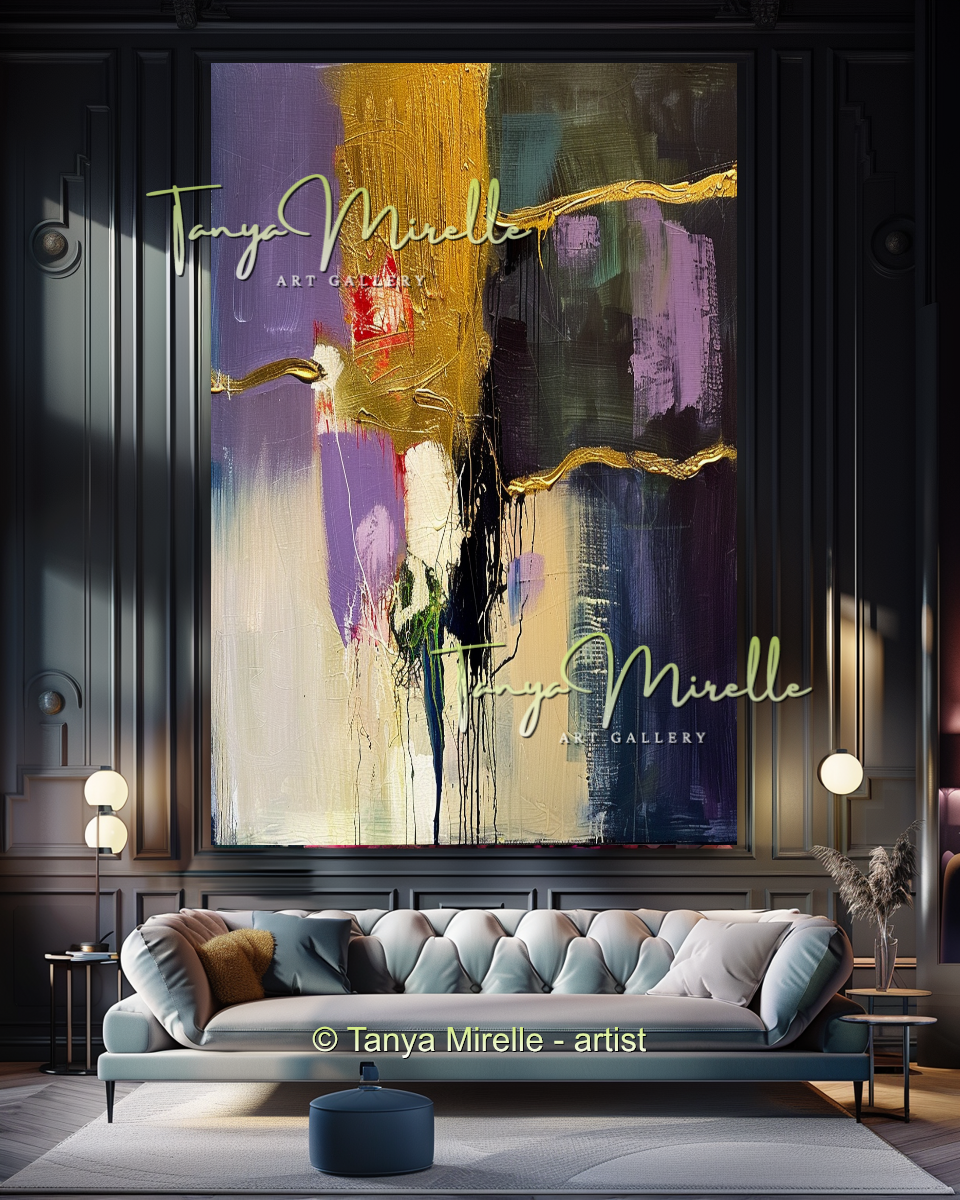 Wisteria Abstract Painting - Modern Floral Wall Art #172