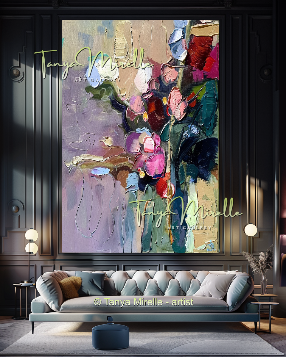 Expressive Abstract Floral Canvas Oil Painting #302