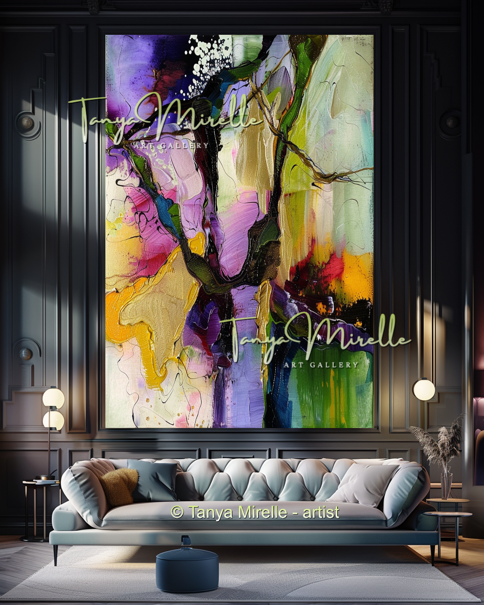Vivid Purple Green Abstract - Modern Wall Art #170