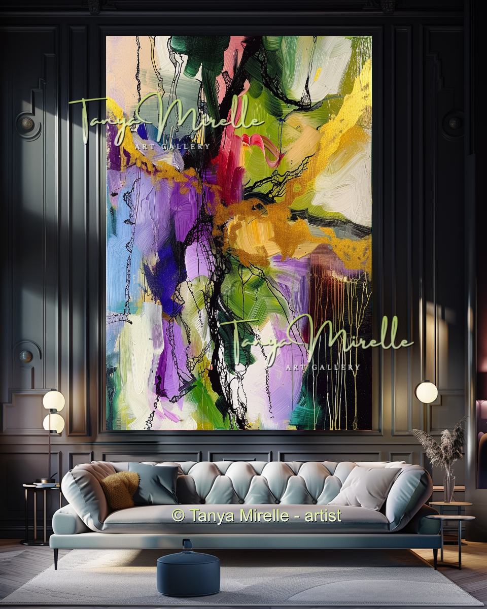 Vivid Purple Green Abstract - Modern Wall Art #170