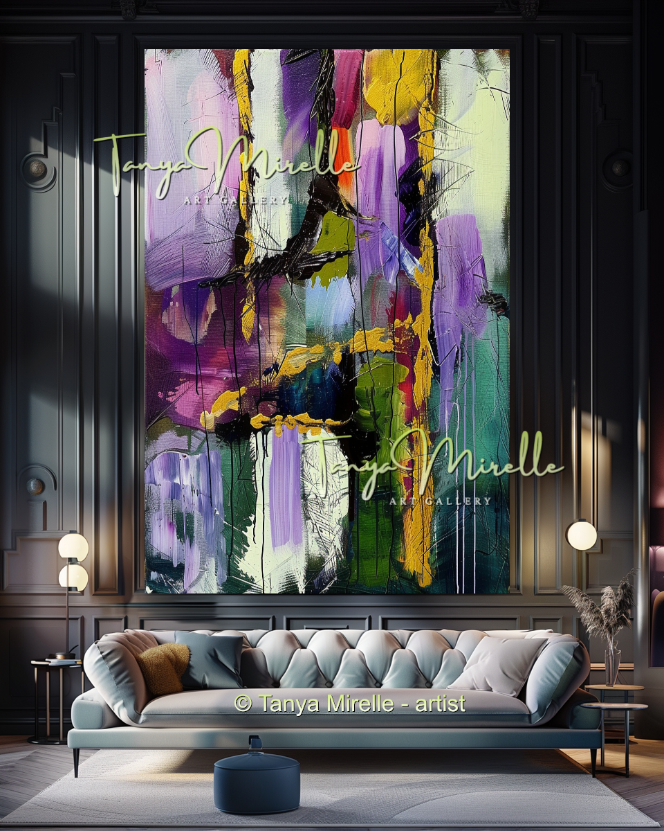 Vivid Purple Green Abstract - Modern Wall Art #170
