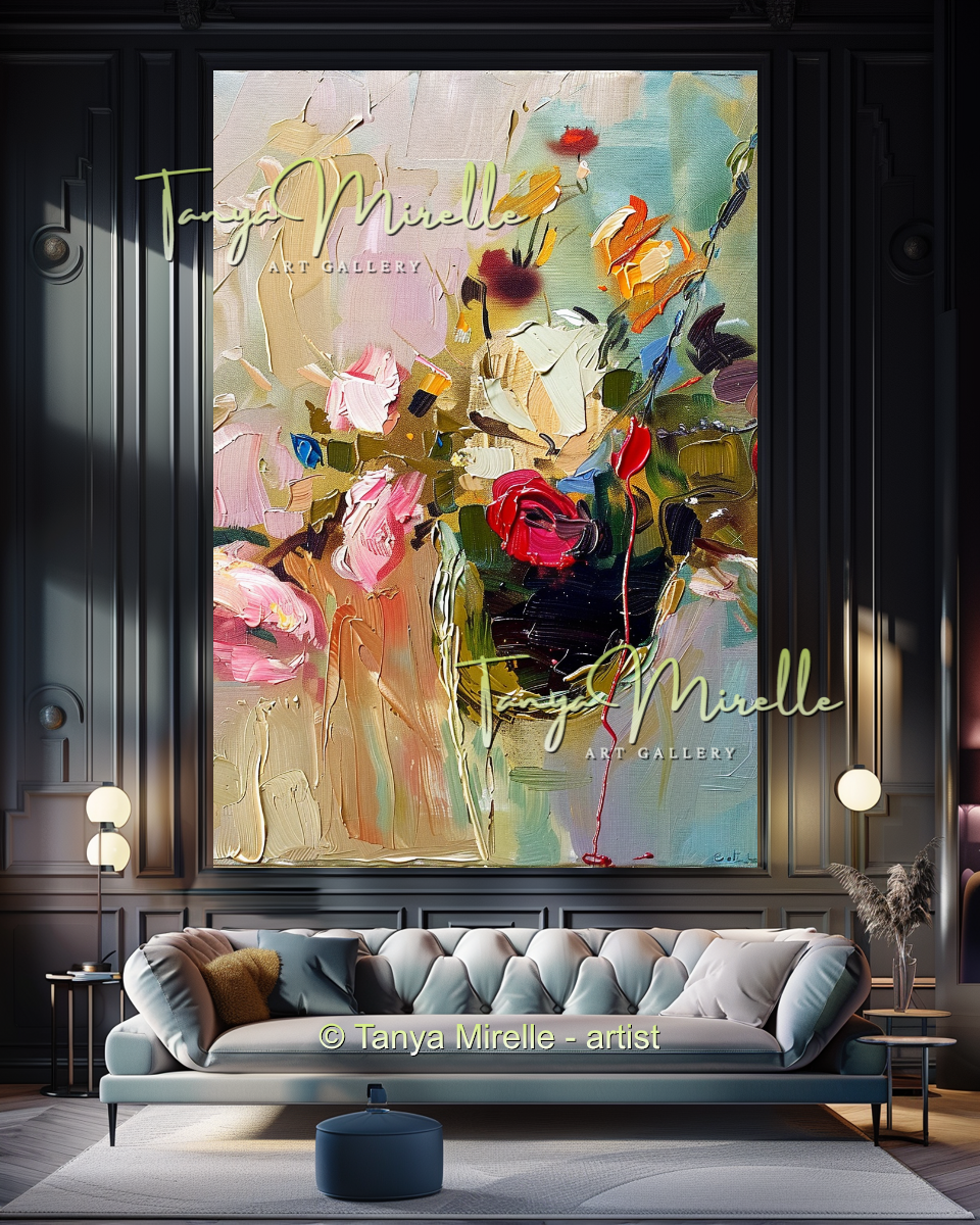 Bold Flower Impasto Painting – Abstract Oil Artwork #200