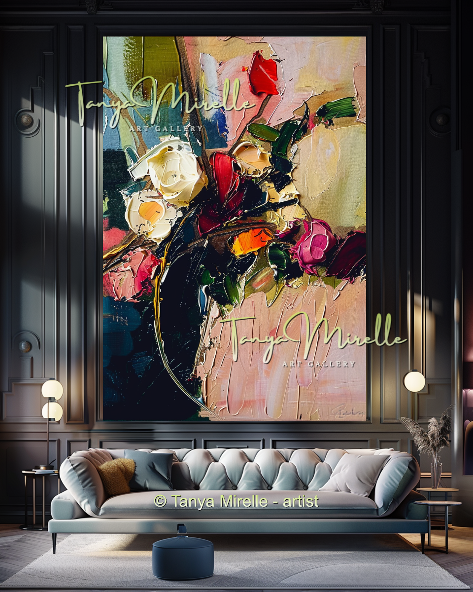 Bold Flower Impasto Painting – Abstract Oil Artwork #200