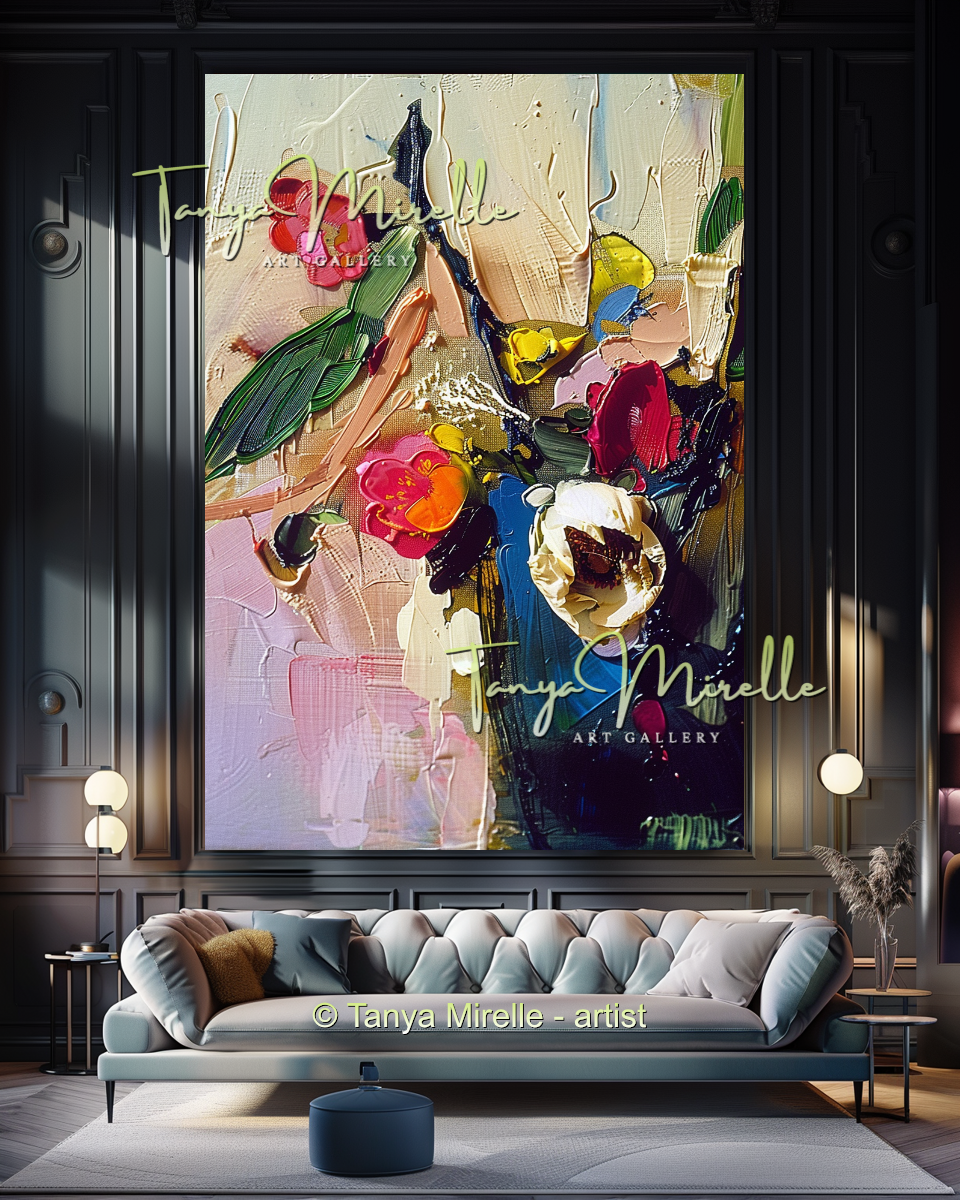 Bold Flower Impasto Painting – Abstract Oil Artwork #201