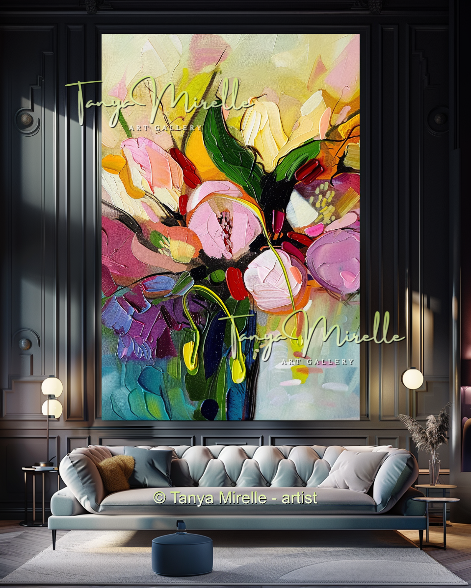Bold Flower Impasto Painting – Abstract Oil Artwork #201