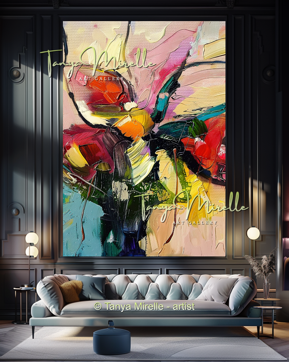 Bold Flower Impasto Painting – Abstract Oil Artwork #202