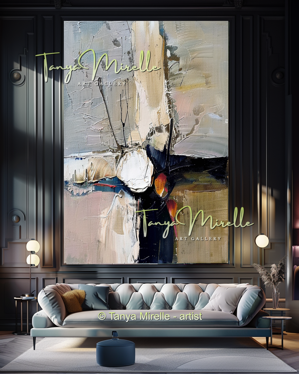 Abstract Canvas Art with Gray and Black Accents #286