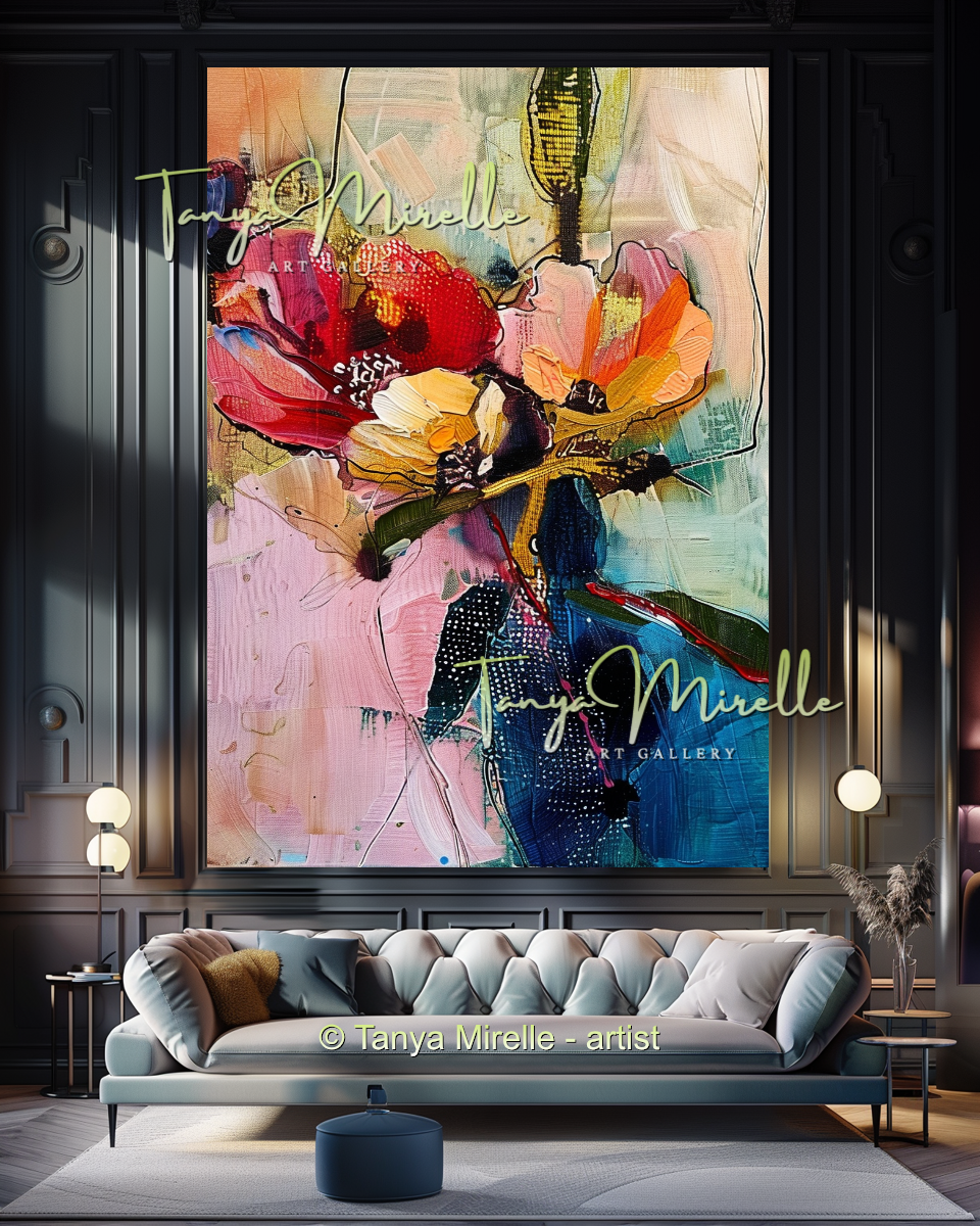 Bold Flower Impasto Painting – Abstract Oil Artwork #202