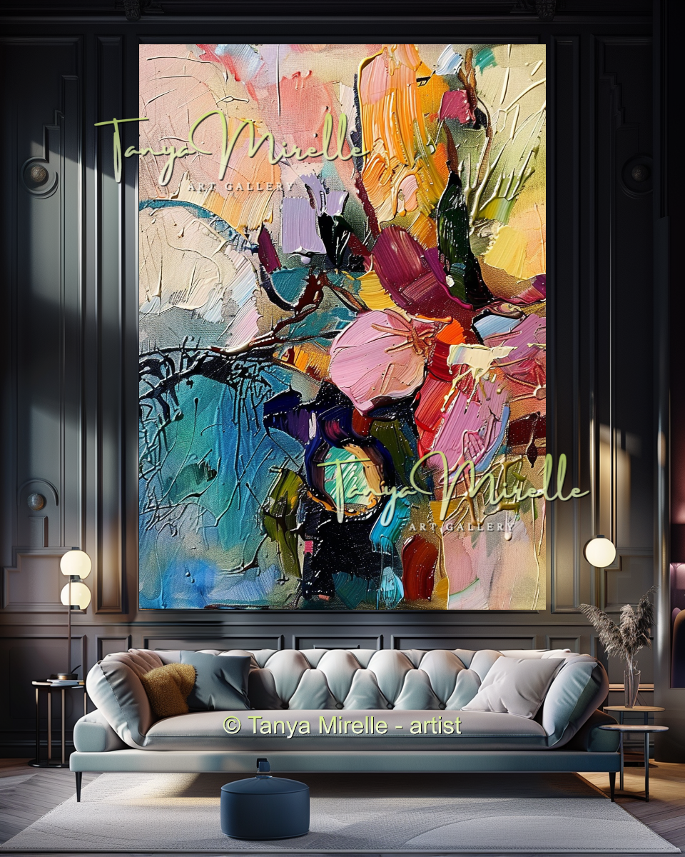 Bold Flower Impasto Painting – Abstract Oil Artwork #202