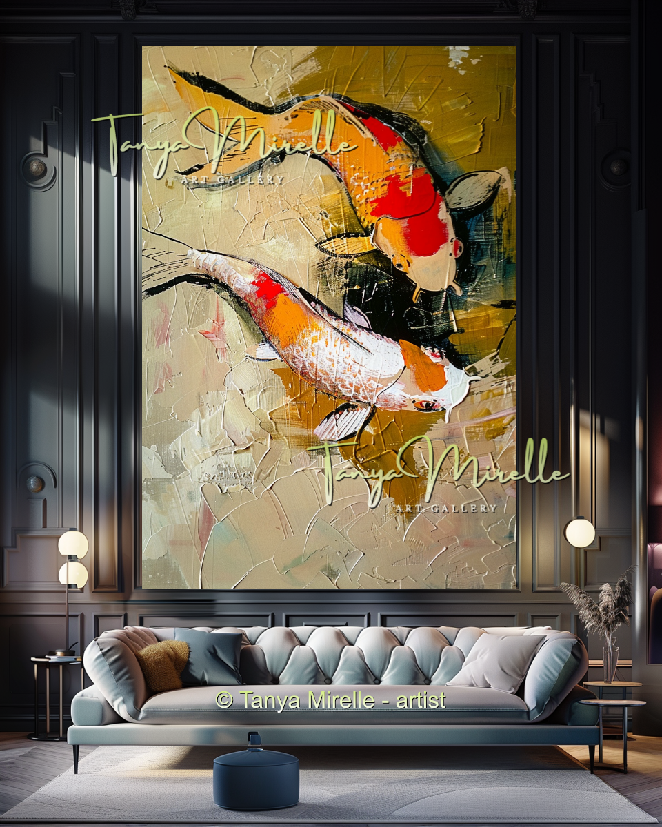 Koi Fish Impasto Painting – Abstract Wall Decor #203
