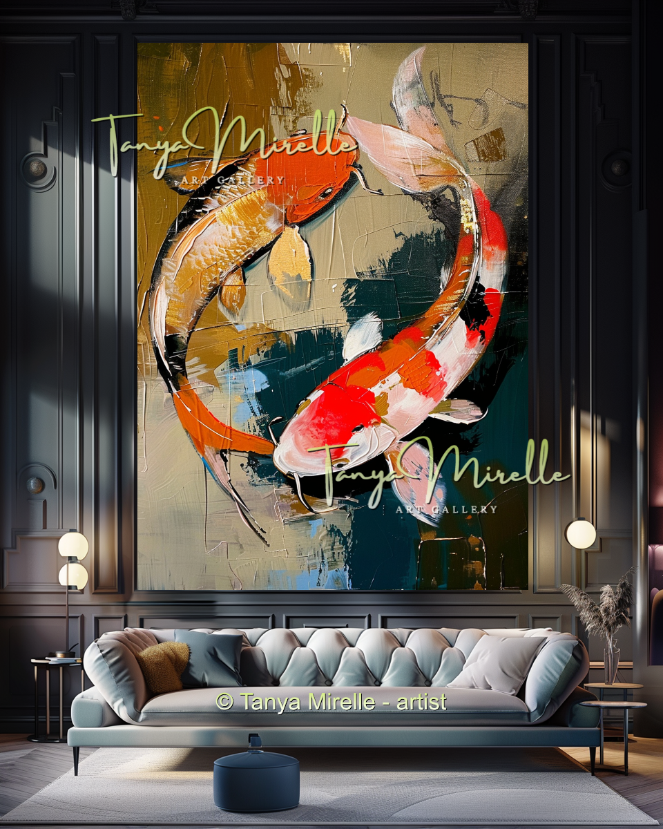 Koi Fish Impasto Painting – Abstract Wall Decor #203