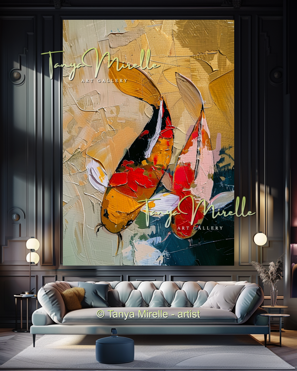 Koi Fish Impasto Painting – Abstract Wall Decor #203