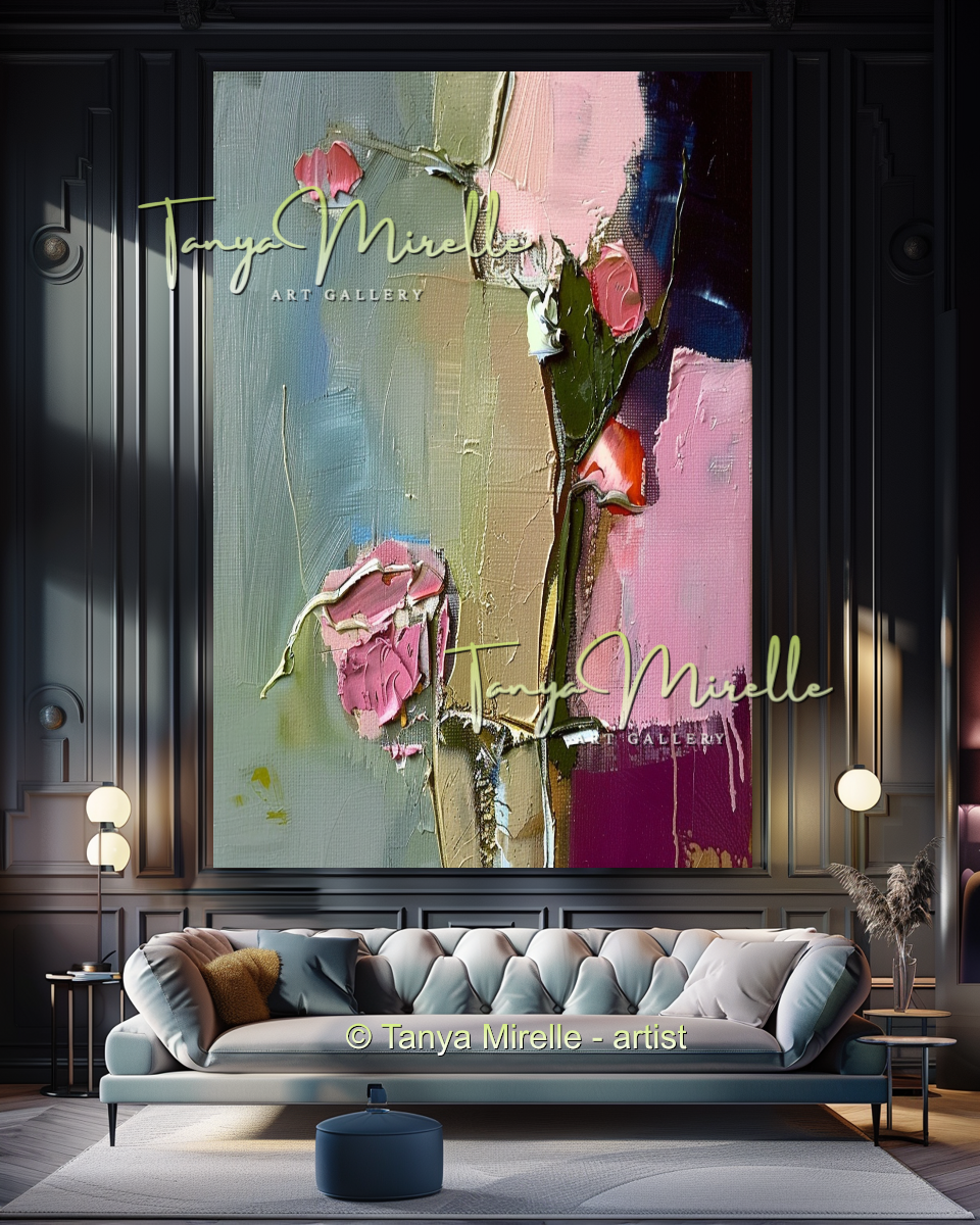Floral Abstract Painting - Modern Flower Wall Art #159