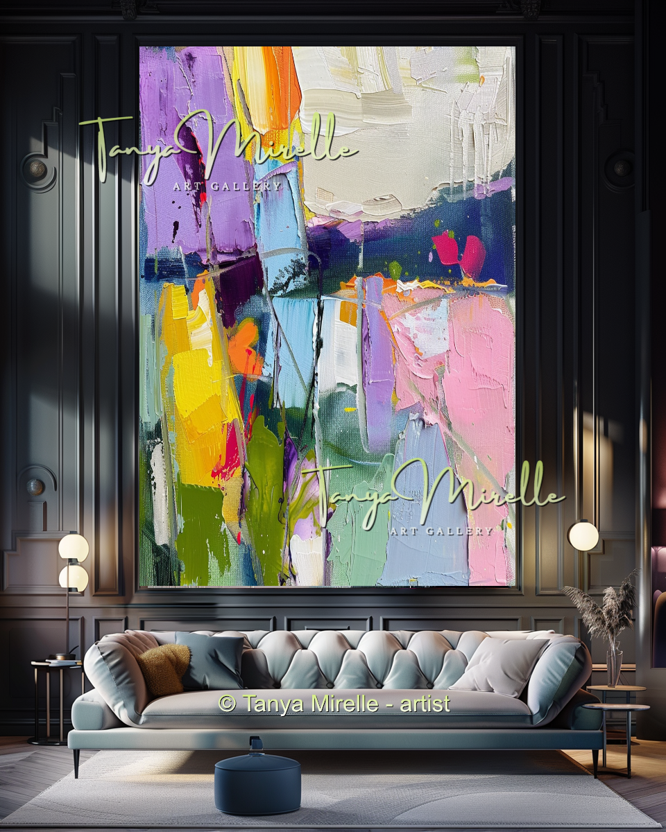 Colorful Abstract Oil Painting for Luxury Interiors #291