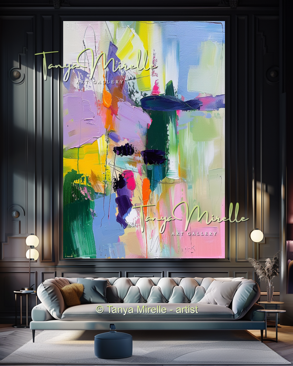 Colorful Abstract Oil Painting for Luxury Interiors #291